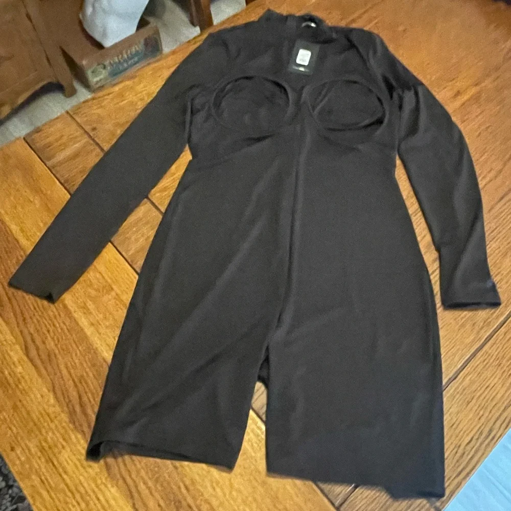 Fashion Nova Black Long-Sleeve Jumpsuit